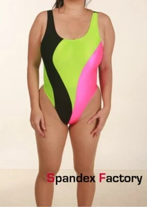 BNWT Black Green Pink Spandex Leotard for Women Size 12 Large - Picture 1 of 4