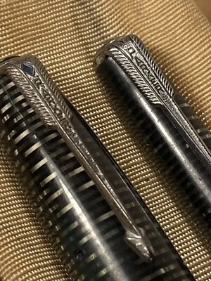 ANTIGUO JUEGO DE PLUMA ESTILOGRÁFICA ART DECO PARKER VACUMATIC ESMERALDA BLOQUEO DOBLE JOYA Foto 1 de 4