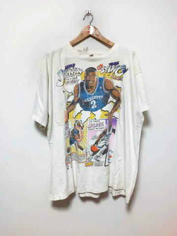 Rare Vintage Larry Johnson Salem Comic Series 90's T-shirt Charlotte Hornets NBA Cover