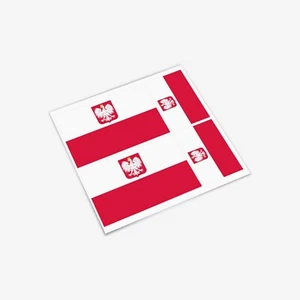 Polen Flagge Wappen Aufkleber x4 3" & 2" polnische Auto Vinyl Fensteraufkleber - Bild 1 von 1