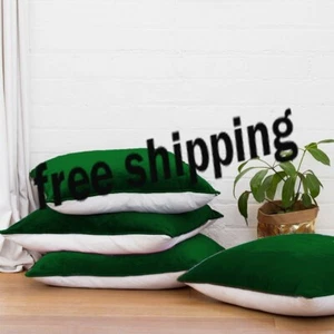2 PC 42"x42" Green and White Velvet Cushion Cover Home Décor Free Shipping - Picture 1 of 4