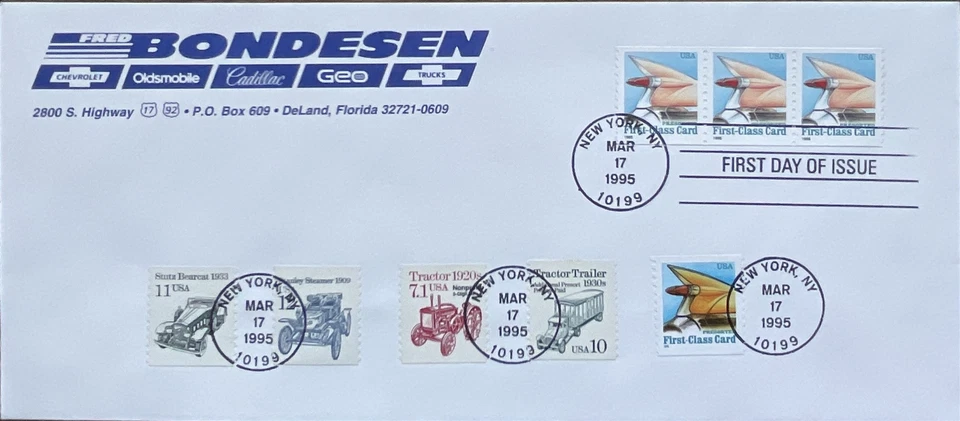 Bondesen GM Dealer DeLand Florida 2908 2909 Cadillac Tail Fin Combo w Auto Stamp - Image 1 of 1