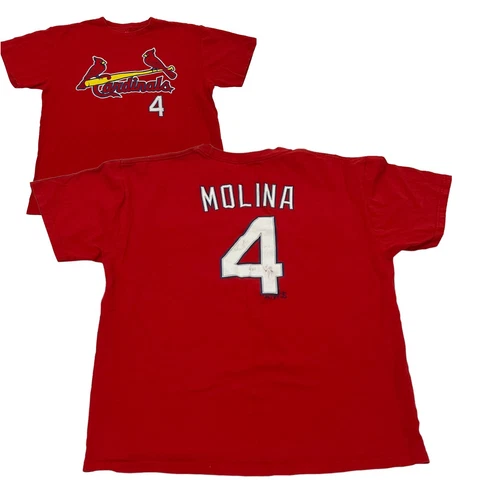St Louis Cardinals Shirt Mens Large Yadier Molina #4 Red Majestic MLB Baseball Cover