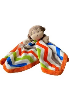 Monkey Baby Starters Chevron Naranja Verde Azul Manta de Seguridad Amoroso Sonajero Juguete - Imagen 1 de 9