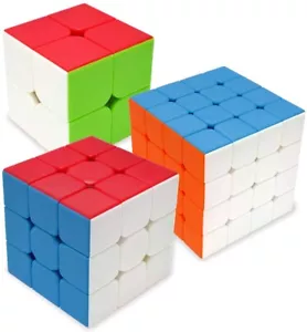 2x2 3x3 4x4 Puzzle toy twist cube Moyu Qiyi 3PCS Stickerless Speed - Picture 1 of 17