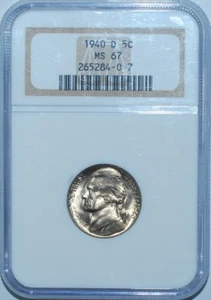 1940 D NGC MS67 5C Jefferson Nickel - Picture 1 of 2