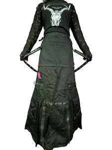 Maxi Falda Larga Tripp NYC Rara Y2K Goth Rave Skate Grunge Metal Negra Bondage XS - Imagen 1 de 9