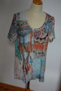 T- Shirt von Missy Gr.XL Tolles Muster + Farben Strass wie neu - Bild 1 von 4