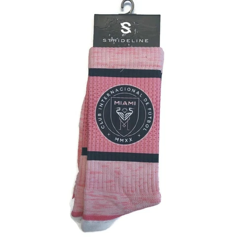 Strideline Premium Crew Socks Inter Miami CF Pink White Black Adult One Size Cover