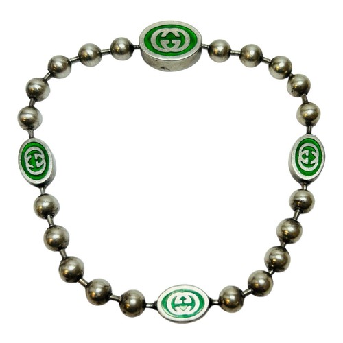 Gucci Bracciale Smalto Imperiale Argento Sterling 925 Verde Palla 7 5 pollici