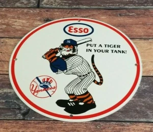 VINTAGE ESSO GASOLINE PORCELAIN GAS PUMP MLB YANKEES *MAKE AN OFFER STADIUM SIGN - Picture 1 of 12
