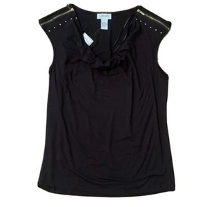 Neu mit Etikett Carmen Marc schwarz sexy Bluse Perlen ärmellos Kleid Shirt Top Perlen Large - Bild 1 von 11