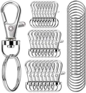 100PCS Swivel Snap Hooks with Key Rings, Premium Metal Swivel Lobster Claw Clasp - Picture 1 of 7