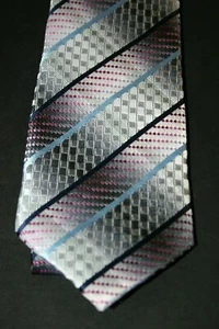 mens neck tie silk gray blue pink 59" long - Picture 1 of 3
