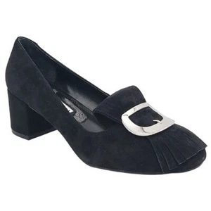 Charles David Women Kiltie Loafer Pump Heels Monroe Size US 7.5M Black Suede - Picture 1 of 7