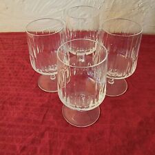Set of 4 Clear Ribbed Stemmed Cordial Snifters Wine Glasses 4.5" Tall Vintage