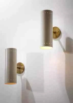 Italian Brass Wall Scone - cylinder style light - Vanity Light - Italian light - Image 1 of 4