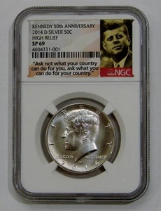 2014 D - Mezzo dollaro Kennedy in argento - 50° anniversario - Altorilievo NGC SP 69 - Foto 1 di 2