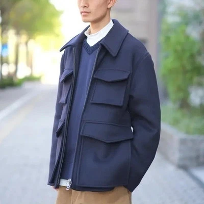 Acne Studios Mutual Paw17 Wool Coat Full Zip Men Blue Long Sleeve Casual 52 - Image 1 of 4