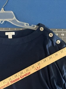 J Jill Hemd Gr. M Petite Navy Blau Pima / Modal Knopf Schultertasche Boot - Bild 1 von 10