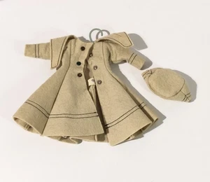 Vintage Vogue Jill 10" Doll Clothes 1958 Beige Felt Coat and Cloche 3375 Tagged - Picture 1 of 6