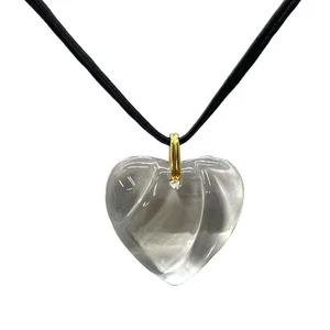Baccarat Heart Crystal Necklace Pendant Choker Clear w/Case Box #499 - Picture 1 of 8