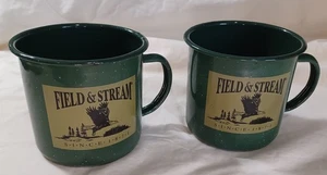 2-Since 1871 Field and Stream 90er Jahre grün Emaillegeschirr Kaffeebecher Tassen - Bild 1 von 5