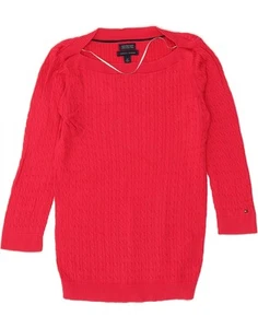 TOMMY HILFIGER Womens 3/4 Sleeve Boat Neck Jumper Sweater UK 8 Small Red DA44 - Picture 1 of 3