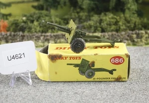 Dinky Green 686 Green 25 Pounder Field Gun fair to good FNQHotwheels U4621 - Picture 1 of 12