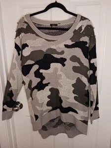 Dex Grey And Black Camouflage Sweater Women’s Size Large Knit - Picture 1 of 7
