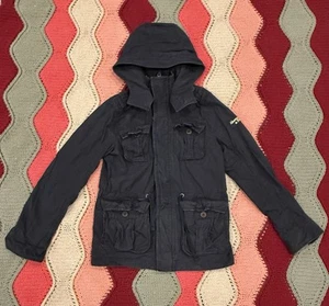 Vintage Y2K Abercrombie Fitch Chore Safari Jacket Men Medium Black Cargo Pockets - Picture 1 of 3