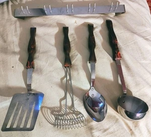5 Pc Cutco Cooking Utensils Wall Hanging Holder Spoon Soup Ladle Whisk Spatula  - Picture 1 of 6
