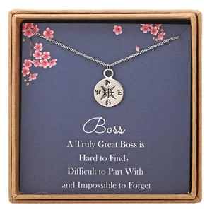 Boss Day Gifts for Women Sterling Silver Compass Necklace Retirement Gifts fo... - Picture 1 of 7