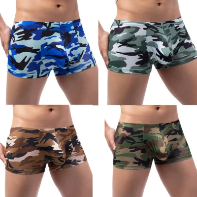 Men Sexy Camouflage Boxer Shorts Low Rise Breathable Underpants Trunks Underwear - Image 1 of 4