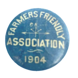 Antik 1904 Pin Rücken Knopf Bauern Friendly Association blau weiß - Bild 1 von 6