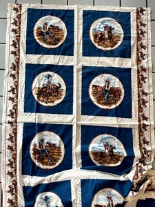 Vintage Cranford VIP cowboys and horses pillow block fabric 44”x71” - Bild 1 von 9