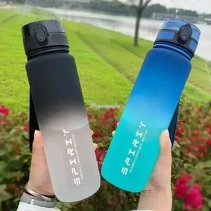 1 Liter Large Capacity Sports Water Bottle Leak Proof Colorful Plastic Cup Drink - Picture 1 of 28