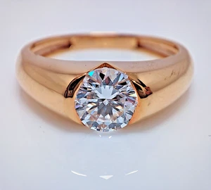 5 mm Rundschliff Moissanit Halb Zargenfassung Verlobungsring 10k Massiv Rotgold - Bild 1 von 5