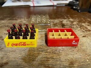 2 Miniature / Mini Coca-Cola Crate of 12 bottles Case Red & Yellow 2 Crates