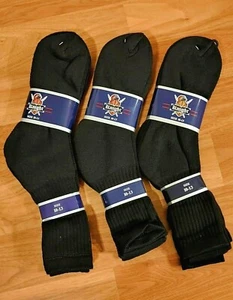 12 Pairs New Men Sport Black Crew Socks Size 10-13 - Picture 1 of 1