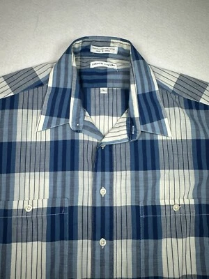 Camisa PIERRE CARDIN Para Hombres Manga Corta Con Botones Talla L Azul Rayas Grande Foto 1 de 4