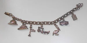 Vintage 1960's NEW ORLEANS Has 7 Charms Bracelet Tourist Souvenir Mardi Gras 7" - Picture 1 of 1