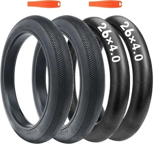 2 Pack E-Bike Mountain Bicycle Tire 26x4.0 Fat Bike tire with 2Tubes 26x4,Black - Picture 1 of 6
