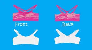 Hanes Girls' Size Medium 8-10 Bandini Bra Set 2 Count Pack Pink Camo & White - Picture 1 of 5
