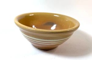 Antique Yellow Ware Mixing Bowl 3 White Bands 8 1/4” - Picture 1 of 8