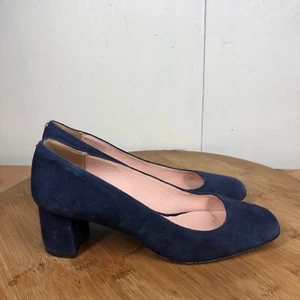 Kate Spade Shoes Womens 6 M Heels Pumps Blue Suede Classic Slip On Square Toe - Picture 1 of 14