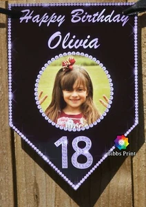 PERSONALISED Photo BIRTHDAY BUNTING BANNER PARTY 18th 21st 30th 40th 50 60 - Picture 1 of 4