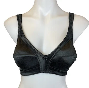 Delta Burke Bra Size 38C Black Floral Unpadded Wire Free Adj. Straps 3 Hook NWOT - Picture 1 of 7