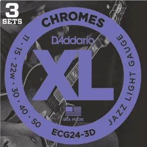 3 Sets D'Addario ECG24 Chromes Flat Wound Light 11-50 Guitar Strings ECG24-3D - Picture 1 of 13