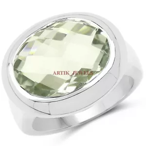 Natural Green Amethyst Gemstone with 925 Sterling Silver Ring for Women's #4370 - Picture 1 of 3